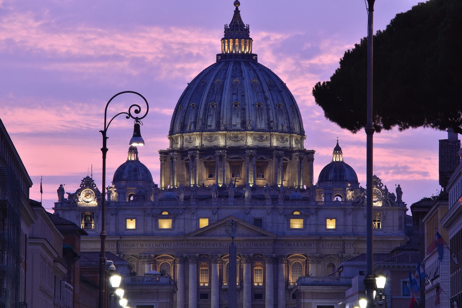 St. Peter's Basilica in the Vatican. Meant to show integration with Catholic faith.