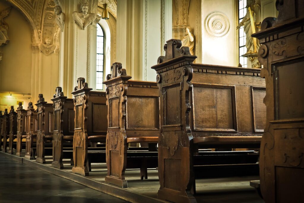 Church interior. Meant to show importance of church attendance even if OCD makes it challenging.